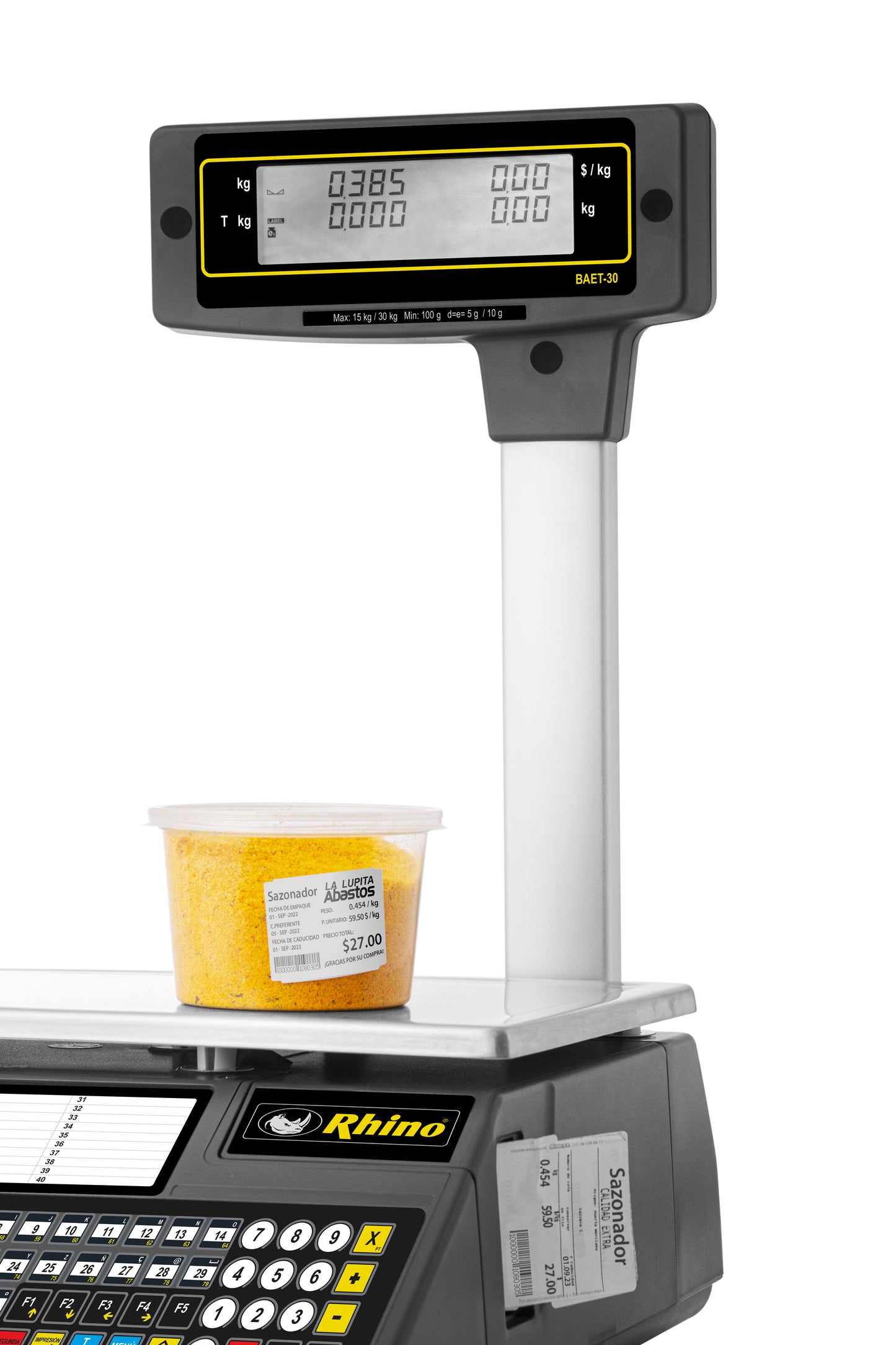 Báscula Electrónica Etiquetadora 30 kg Rhino BAET-30
