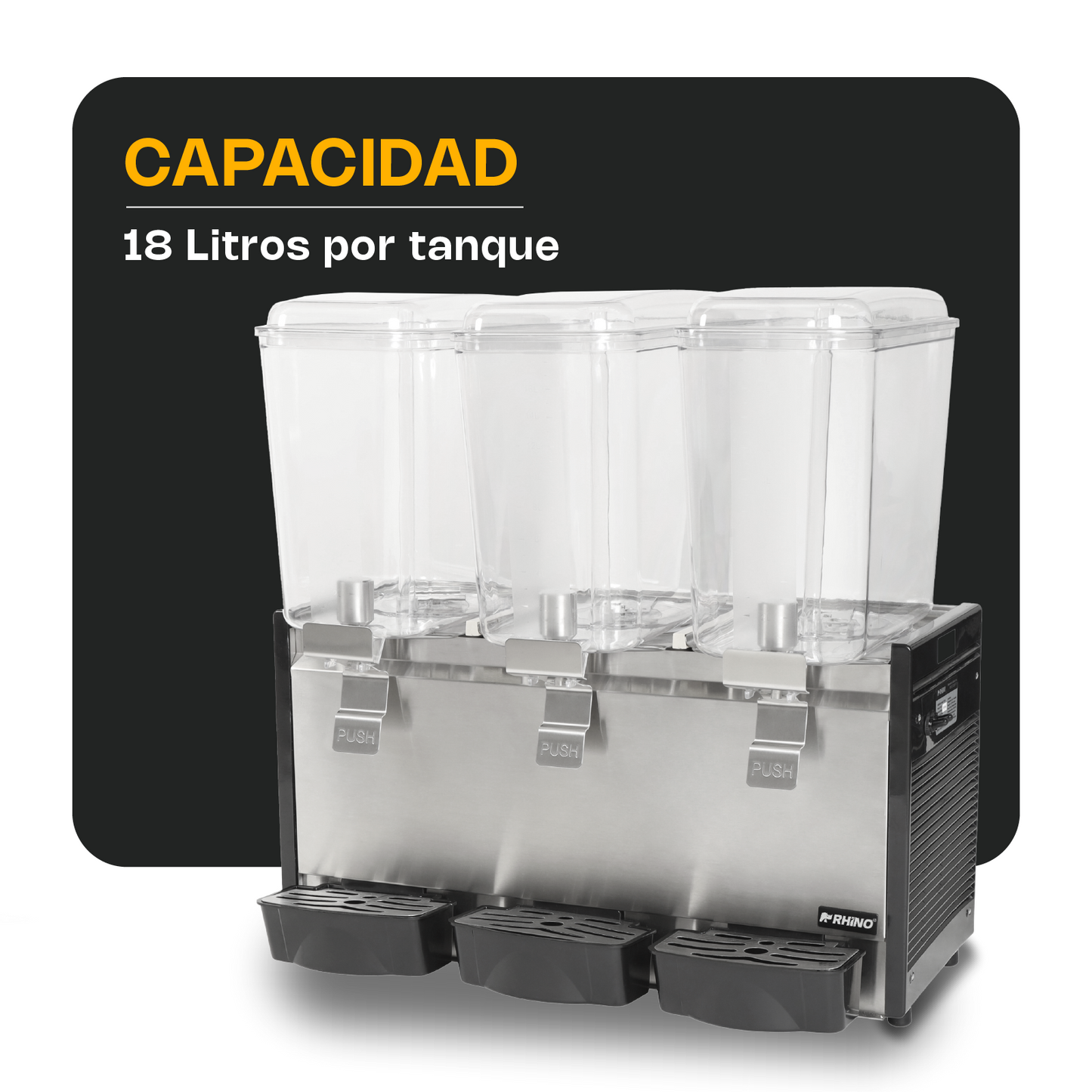 Dispensador de Bebidas Frías 3 Tanques Rhino DISBEF-3T