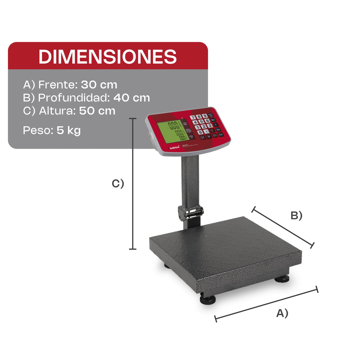 Báscula de plataforma plegable de 60 kg Vinson BAPLE-60