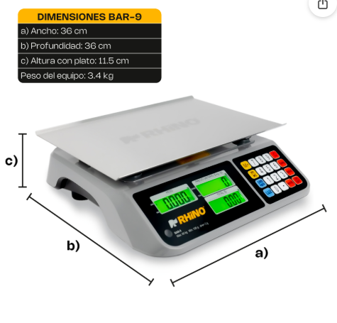 Báscula Electrónica Multifunciones con Puerto USB 40 kg
