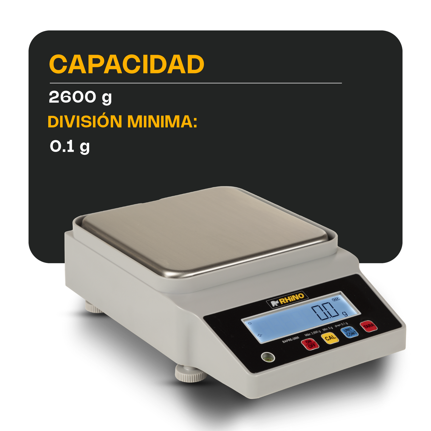 Báscula Electrónica de Precisión 2600 g Rhino BAPRE-2600