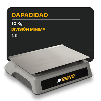 Báscula Electrónica Porcionadora 10 kg Rhino BAPO-10X