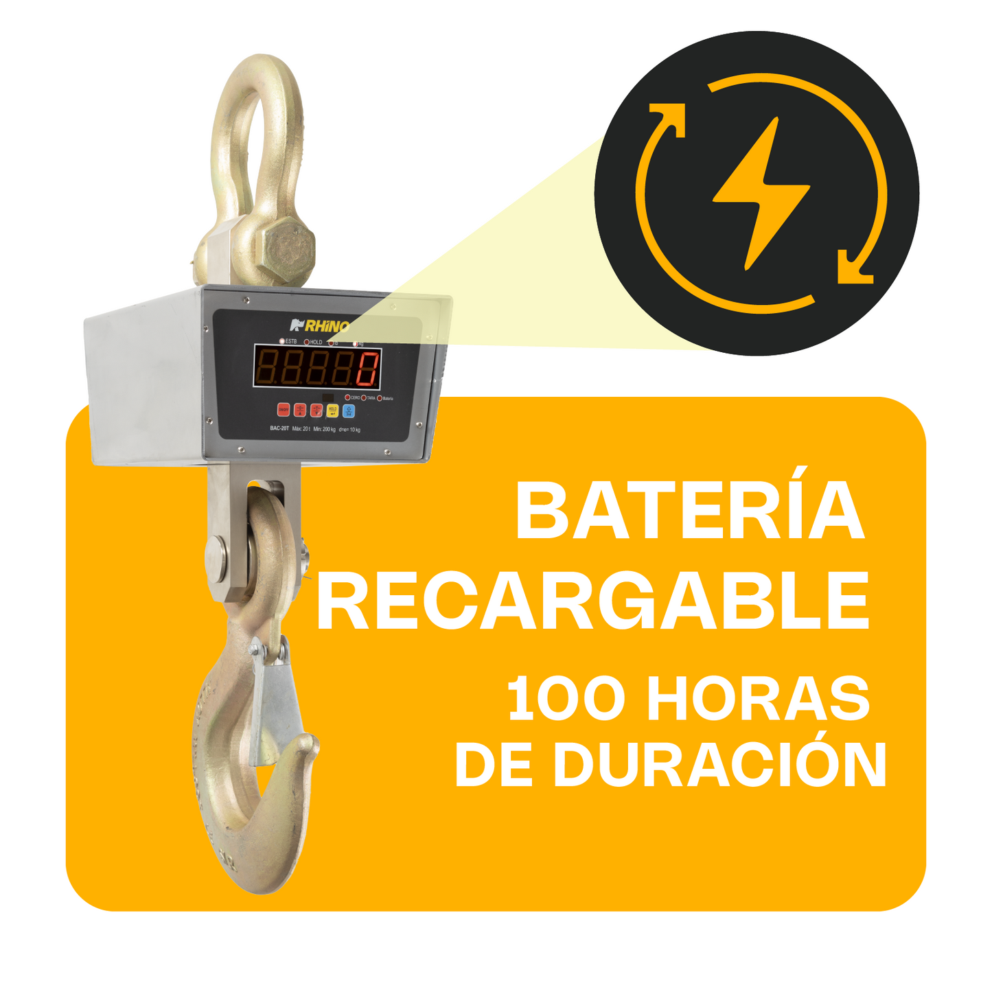 Báscula Electrónica Colgante Rhino BAC-20T