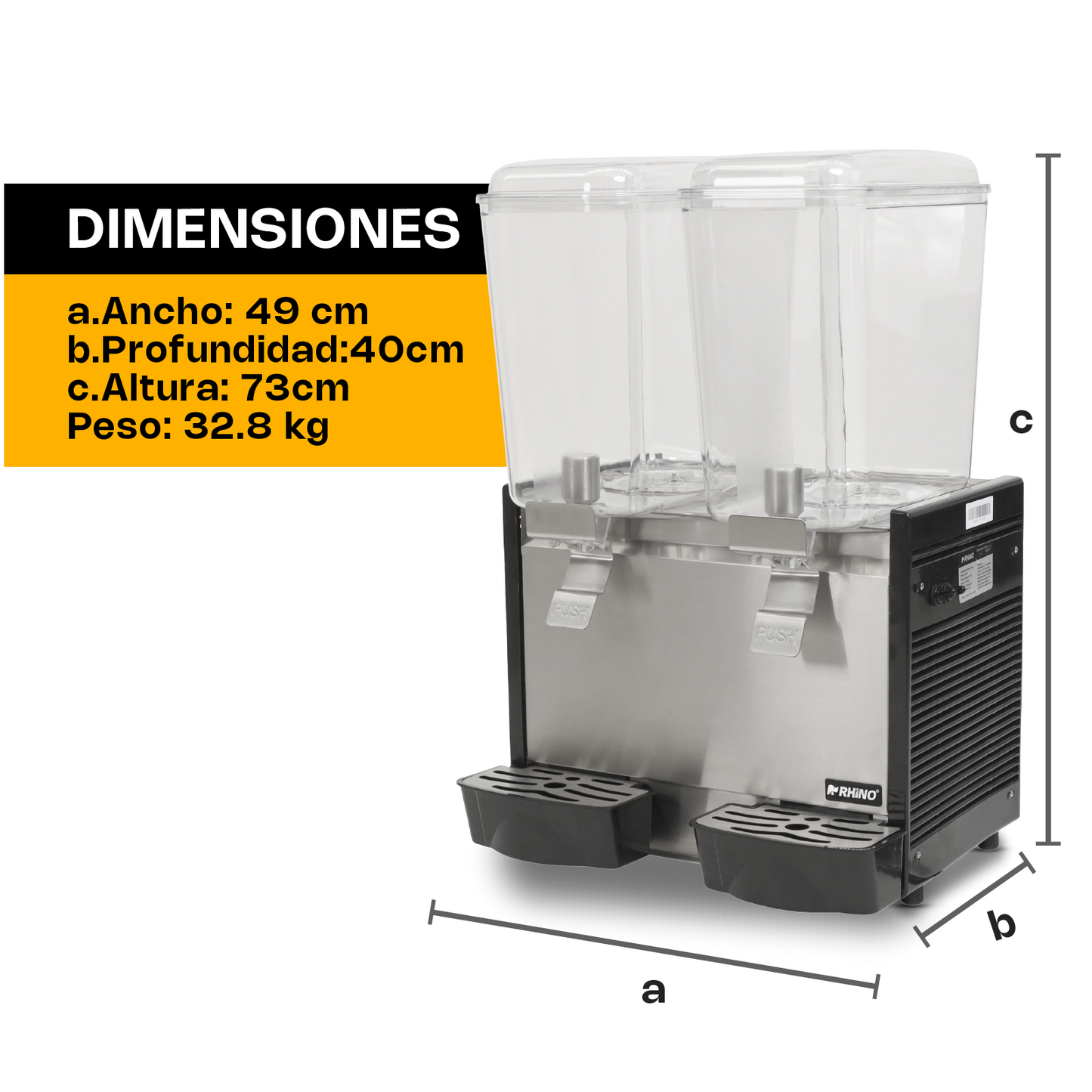 Dispensador de Bebidas Frías 2 Tanques Rhino DISBEF-2T