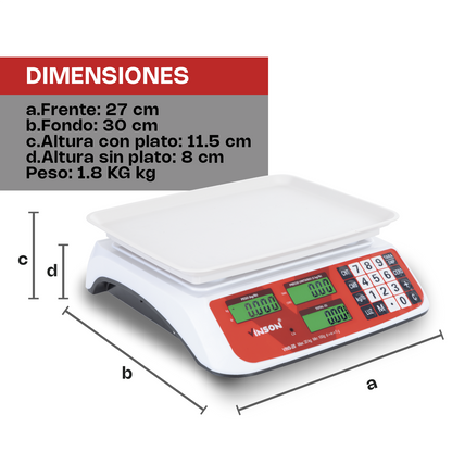 Báscula Electrónica Multifunciones 20 kg Vinson VINS-20